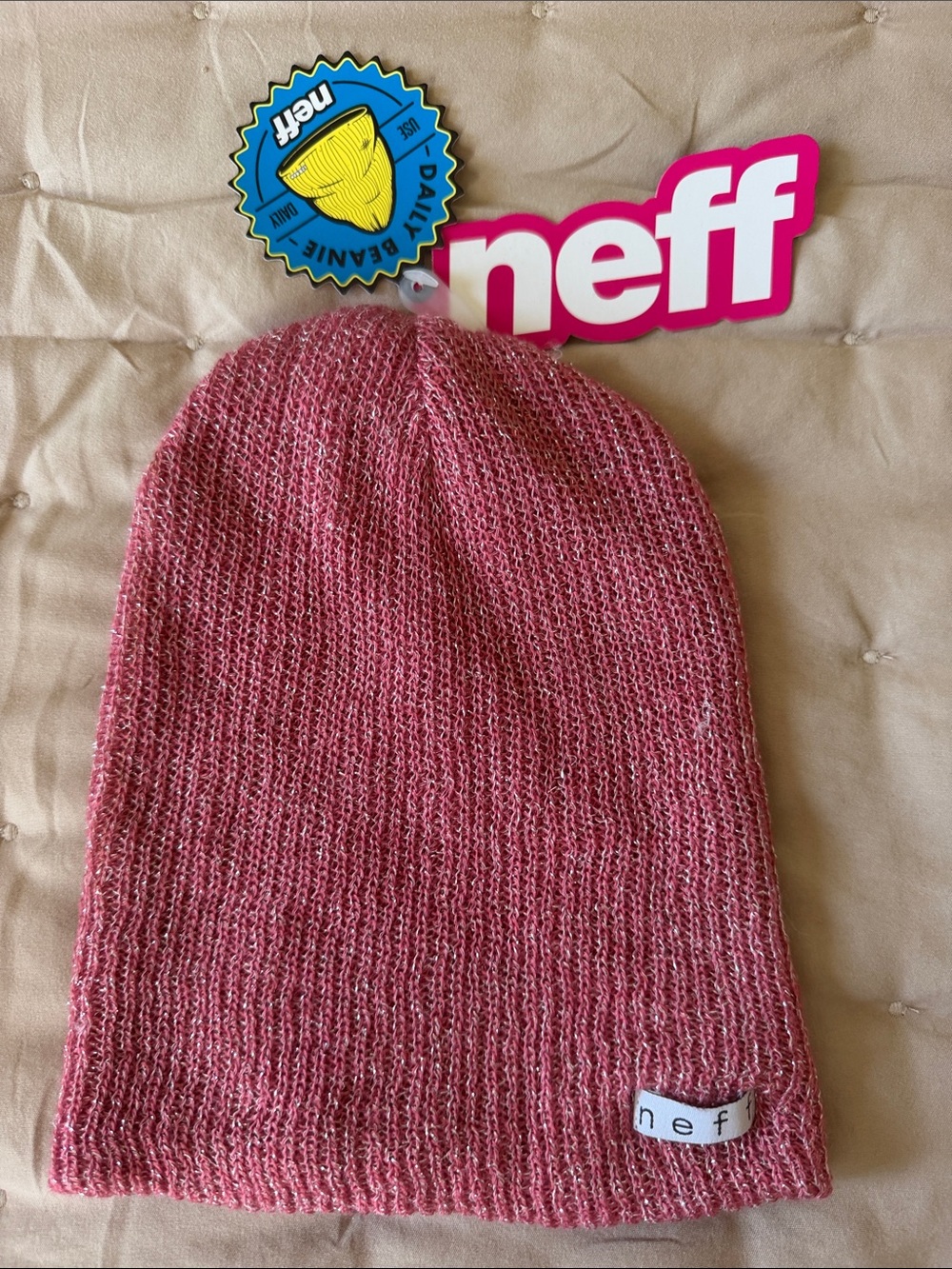 Neff Pink Knit Kids Beanie